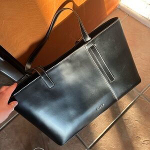 Black leather STAUD tote bag